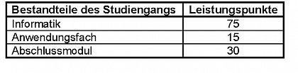 Grobstruktur des Studiengangs Master Informatik